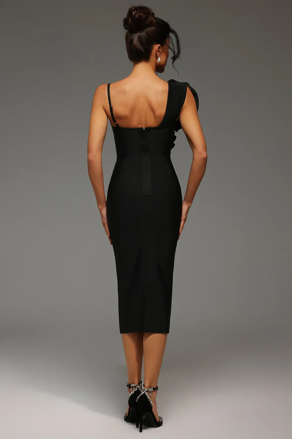 Robe Bandage Prestige - Velours Noir – Fleur d’Élégance