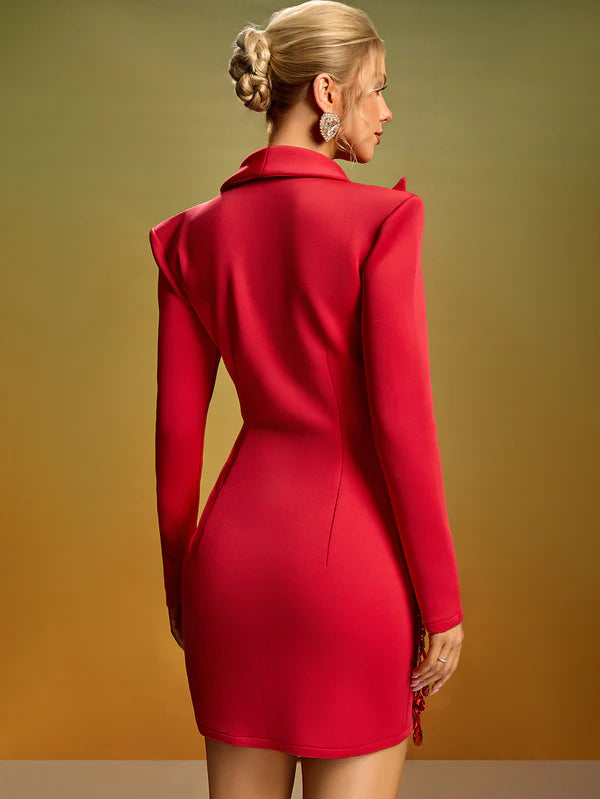 Blazer "Diamant Nocturne" Rouge – L’audace du prestige