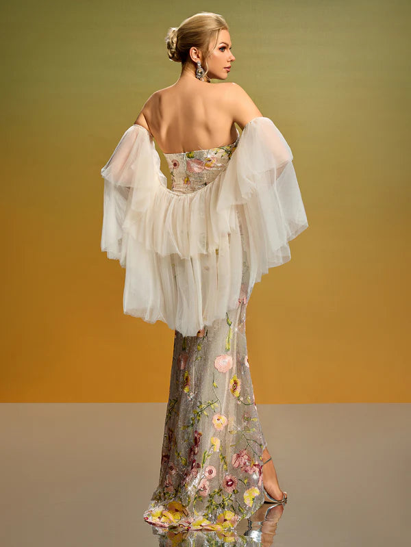 Robe de Soirée Prestige – Éclat Floral Sirène