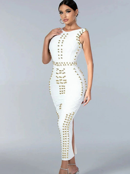 Prestige Luxe Gold Bandage Dress