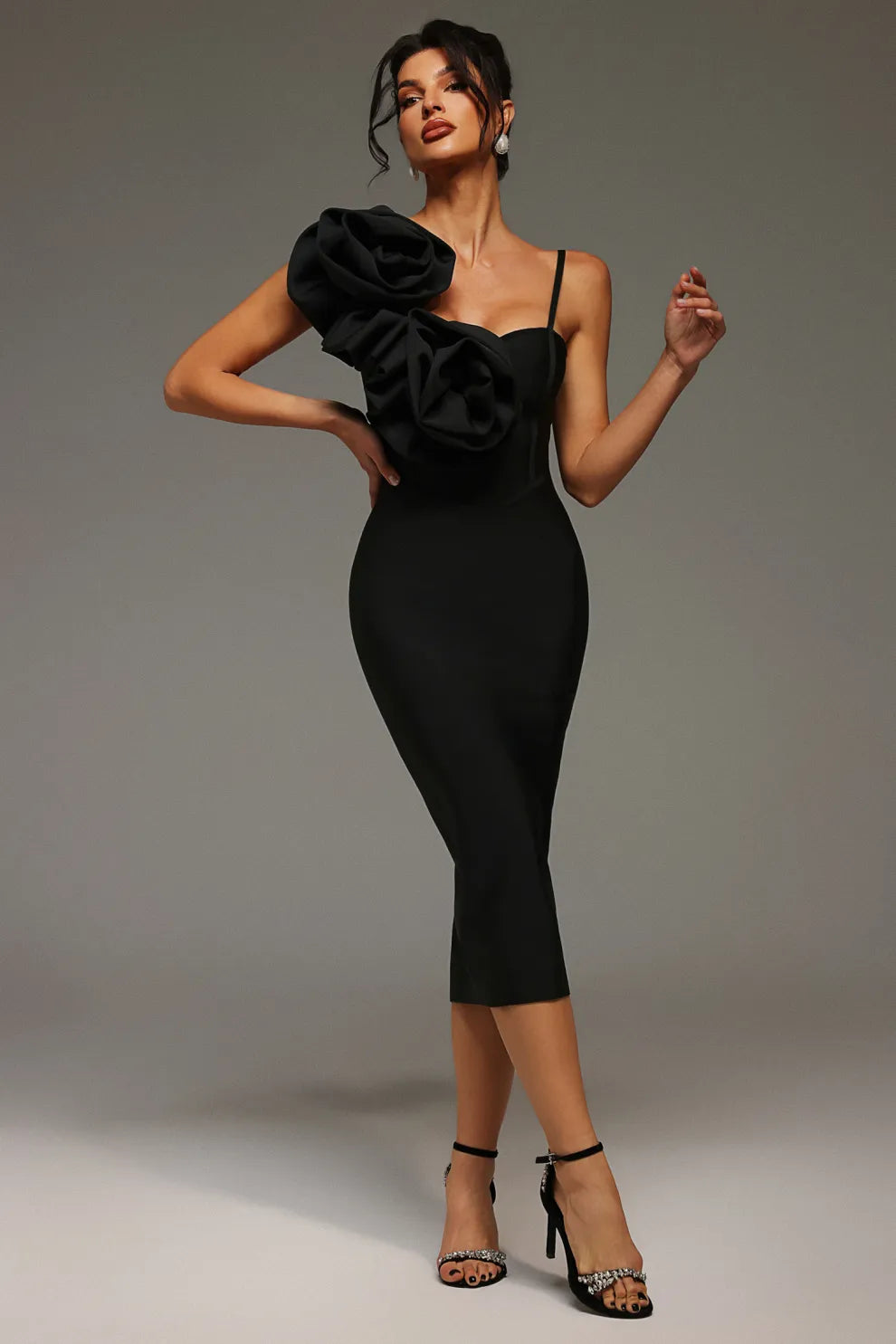 Robe Bandage Prestige - Velours Noir – Fleur d’Élégance