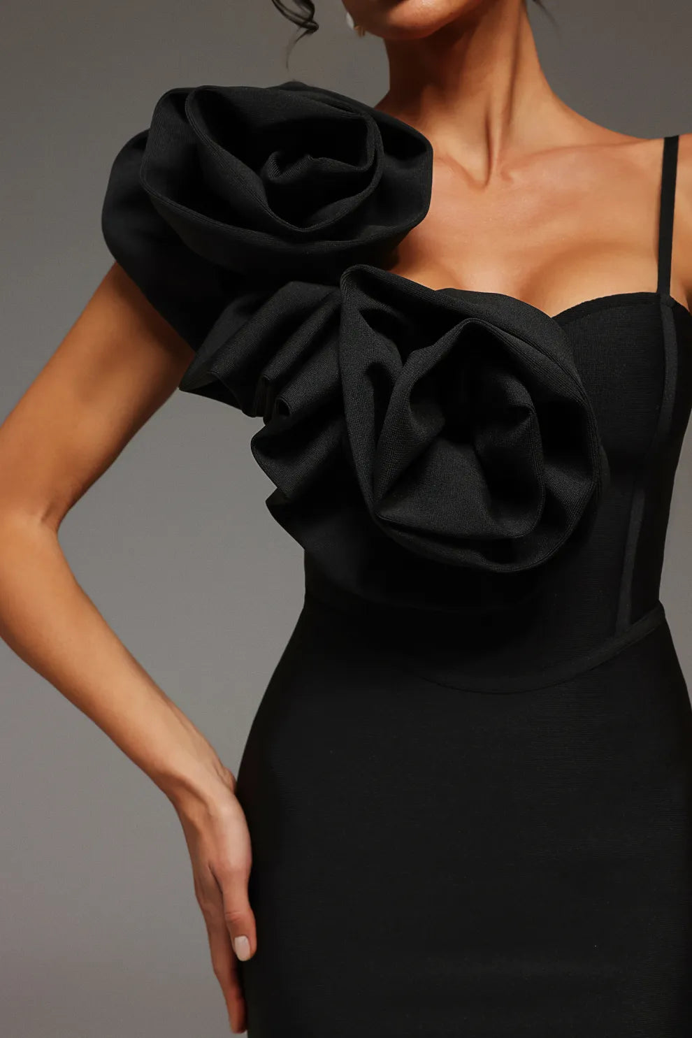 Robe Bandage Prestige - Velours Noir – Fleur d’Élégance