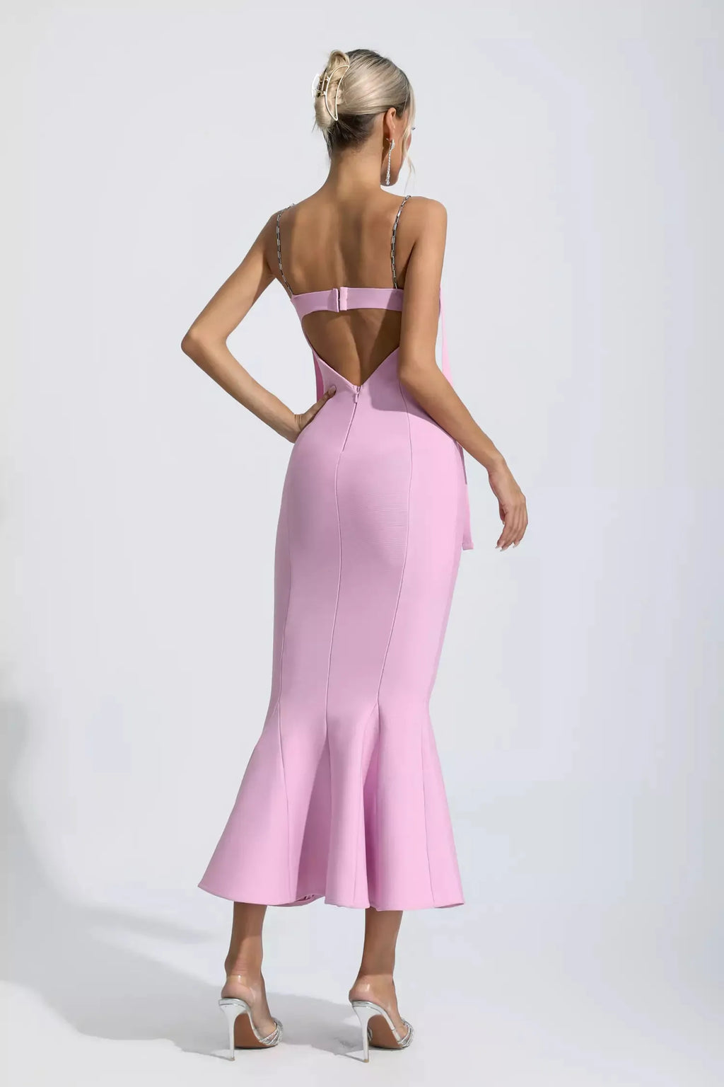 Robe longue bandage prestige rose Averie