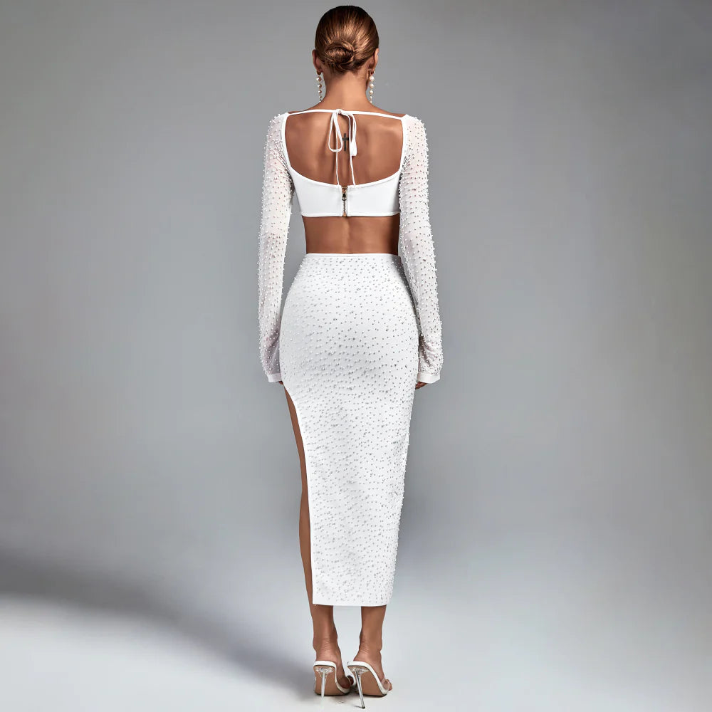 Ensemble deux pièces bandage prestige Ombre d'Ivoire