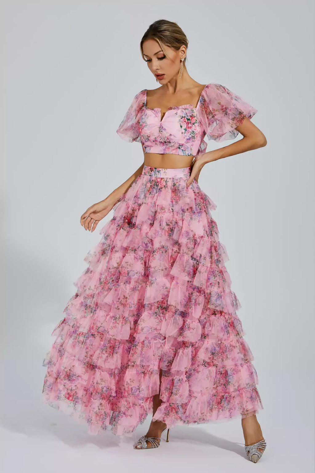 Ensemble Froncé Floral Rose Braylee - Haute Gamme