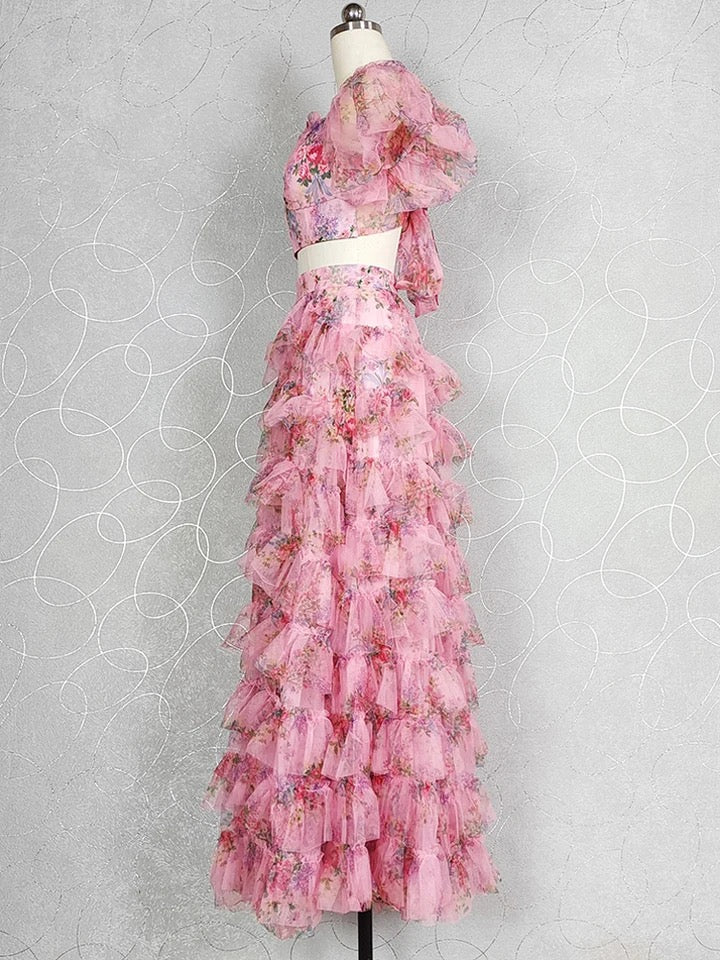 Braylee Pink Floral Ruched Set - High End