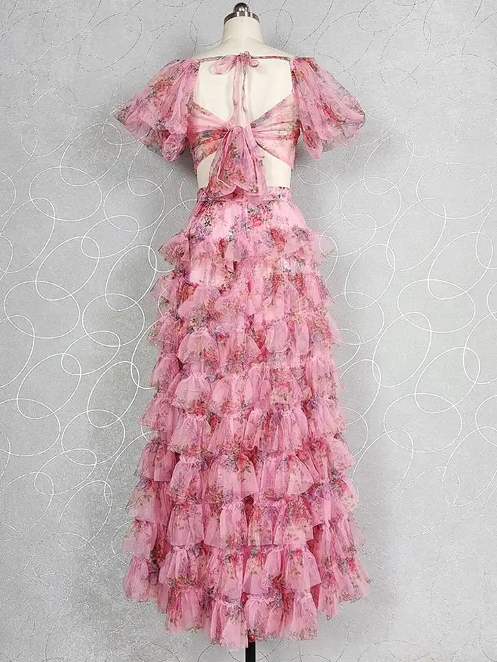 Braylee Pink Floral Ruched Set - High End