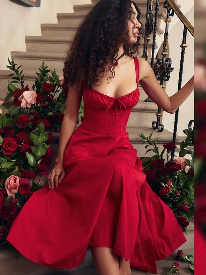 Robe vintage fendue de Noël Satiné