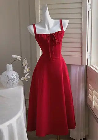 Vintage Christmas Satin Slit Dress