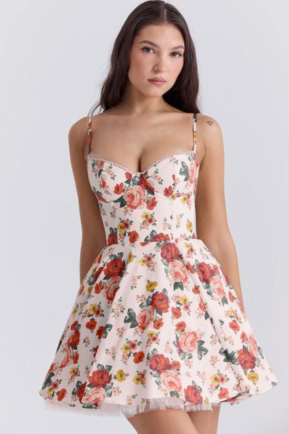 Italian Rose Print en tulle courte