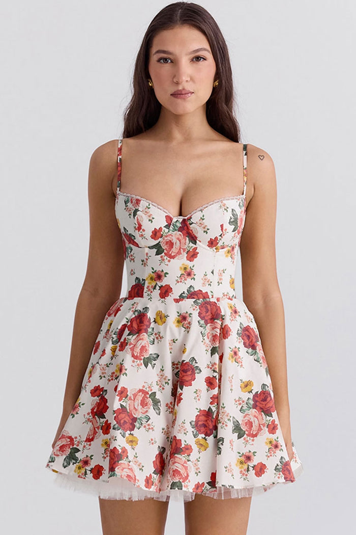 Italian Rose Print en tulle courte