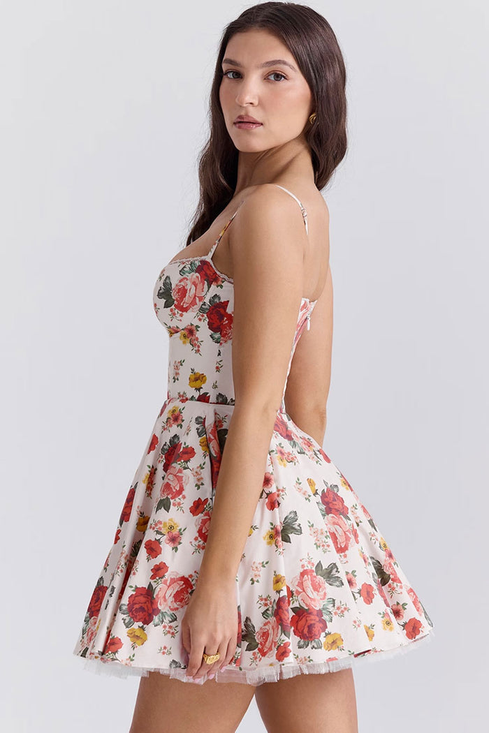 Italian Rose Print en tulle courte
