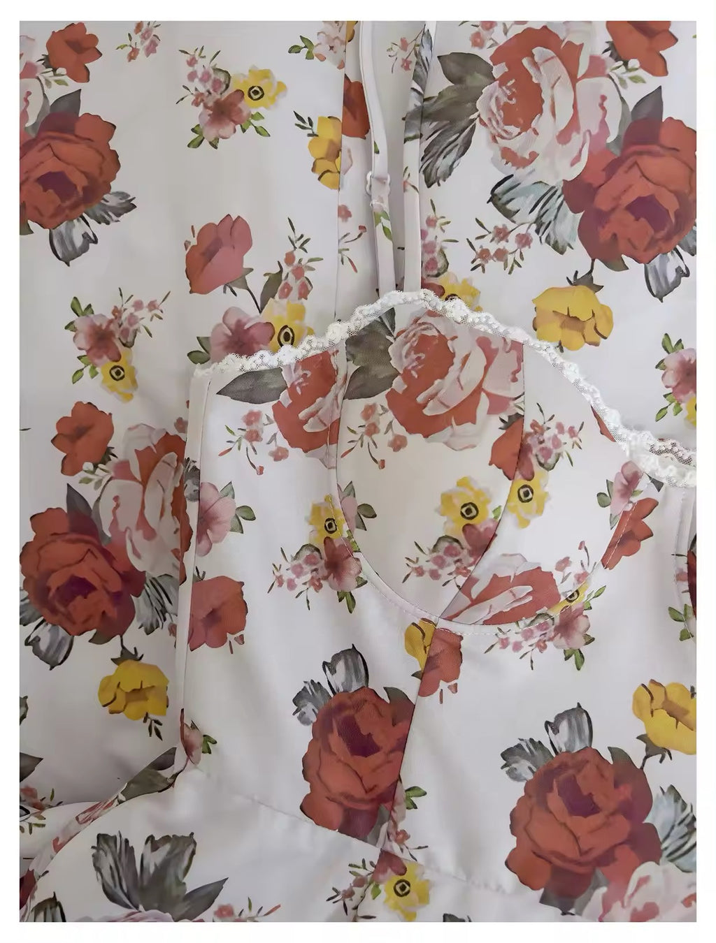 Italian Rose Print en tulle Longue