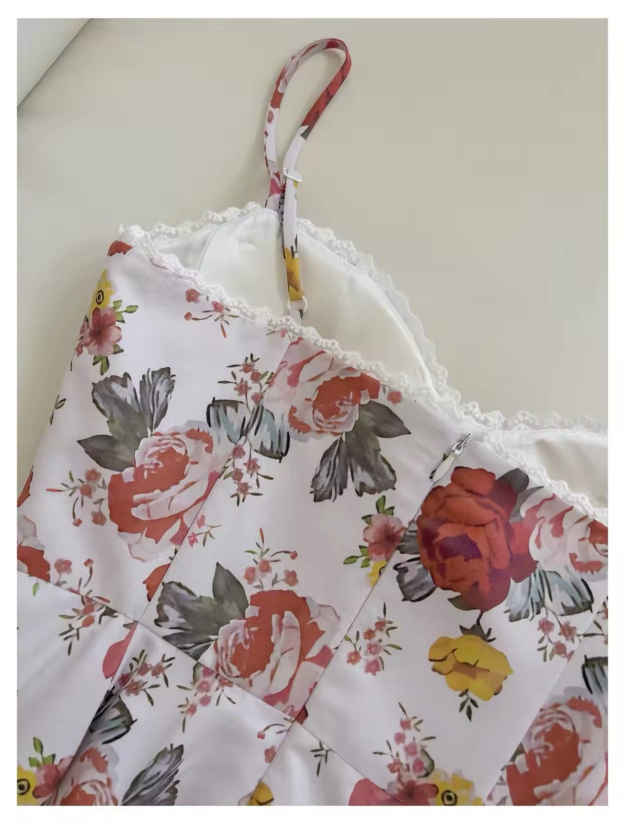 Italian Rose Print en tulle Longue