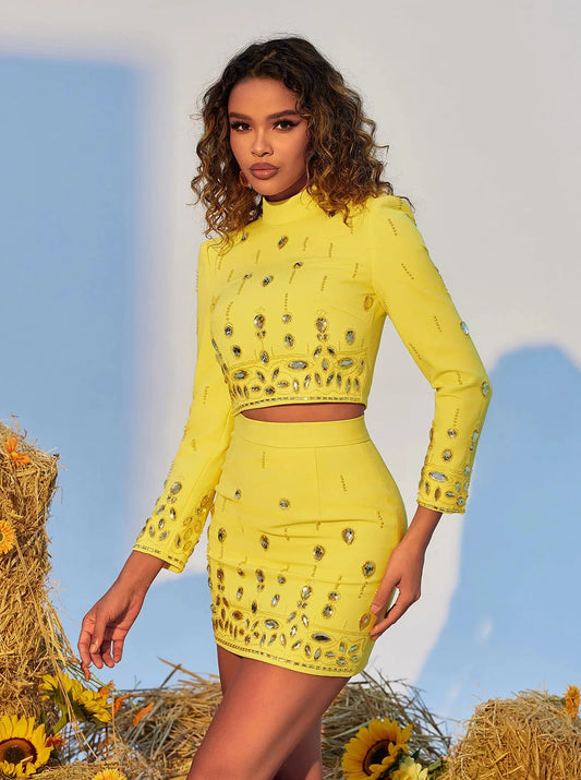 Bandage dress top and skirt set online