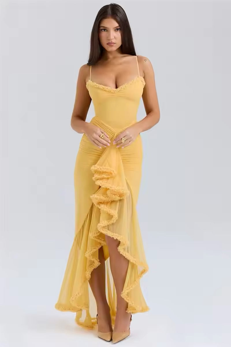 Robe de soirée en tulle “Orchidée Soleil”