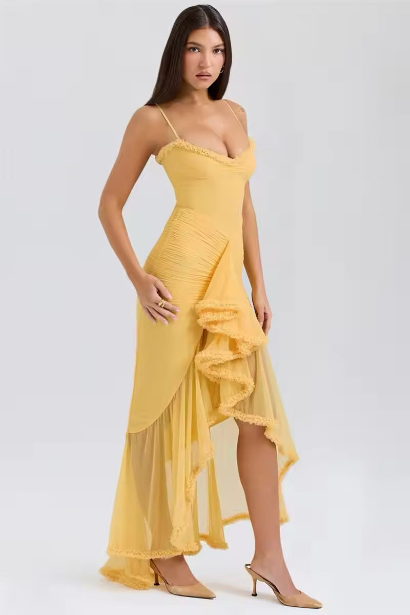 Robe de soirée en tulle “Orchidée Soleil”