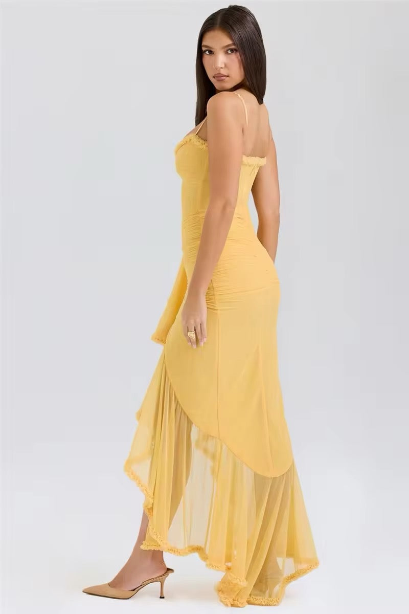 Robe de soirée en tulle “Orchidée Soleil”
