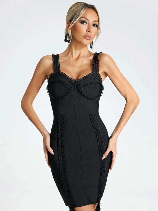 Robe Bandage Prestige Noire Élégance Dentelle