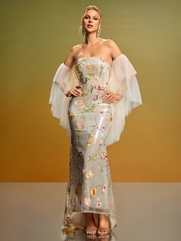 Robe de Soirée Prestige – Éclat Floral Sirène