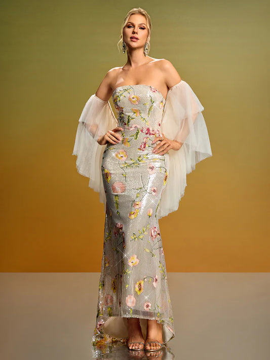Robe de Soirée Prestige – Éclat Floral Sirène