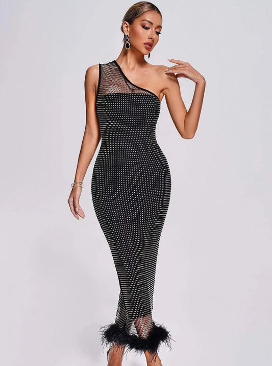 Prestige bandage dress in black mesh