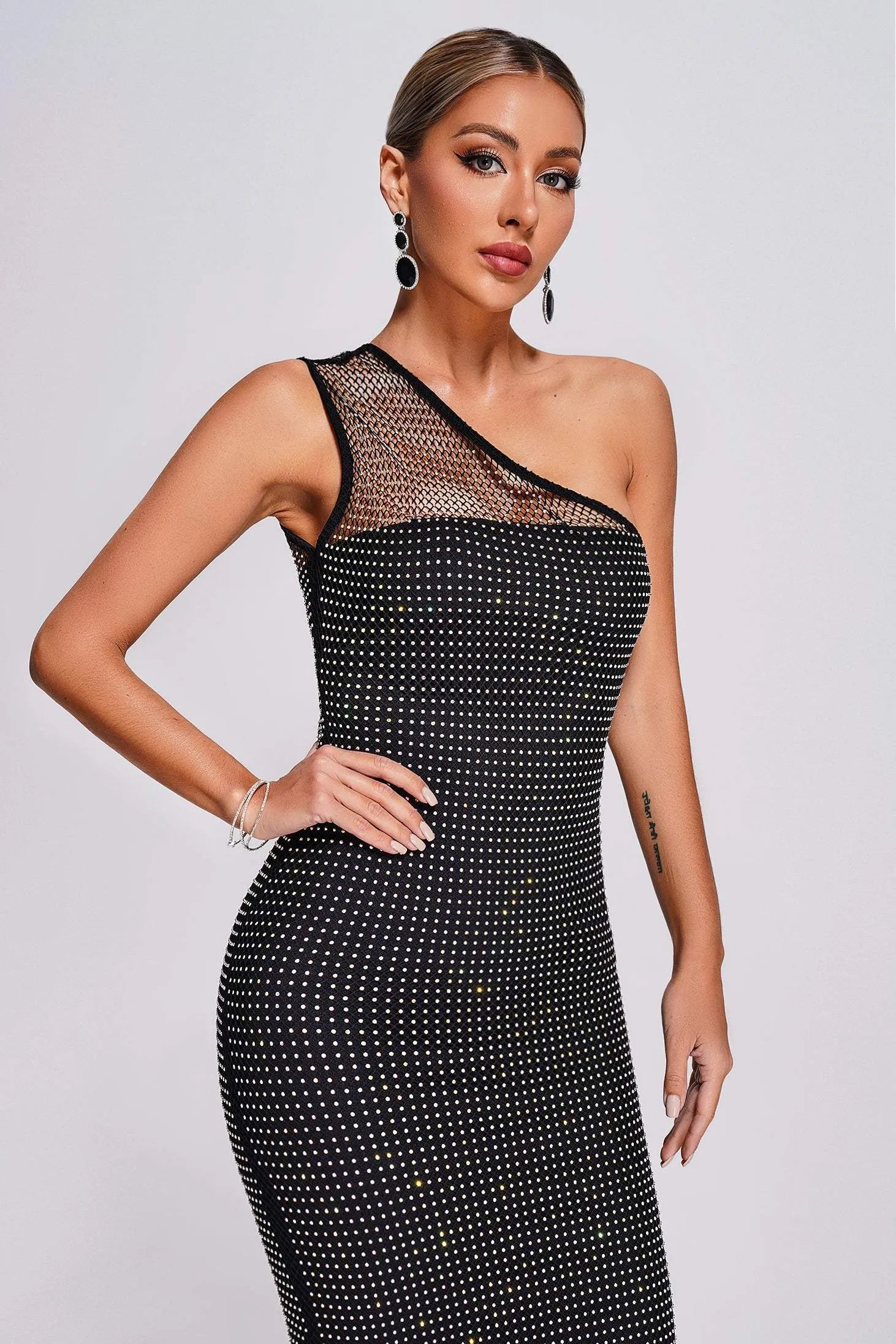 Robe bandage prestige en maille noir