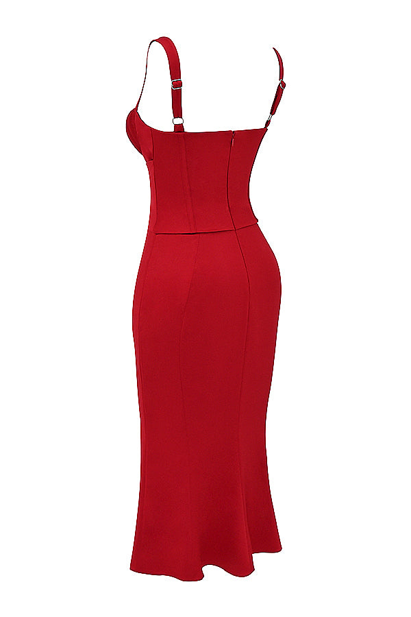 Divine Sculpting Dress - Satin Red