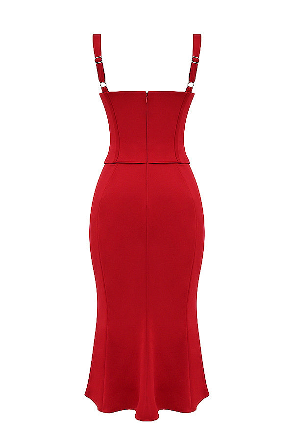 Divine Sculpting Dress - Satin Red