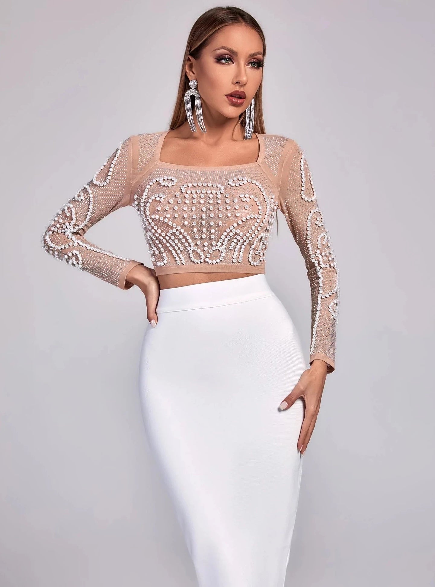 Ensemble Jupes Top Motina Pearl Mesh Bandage Prestige