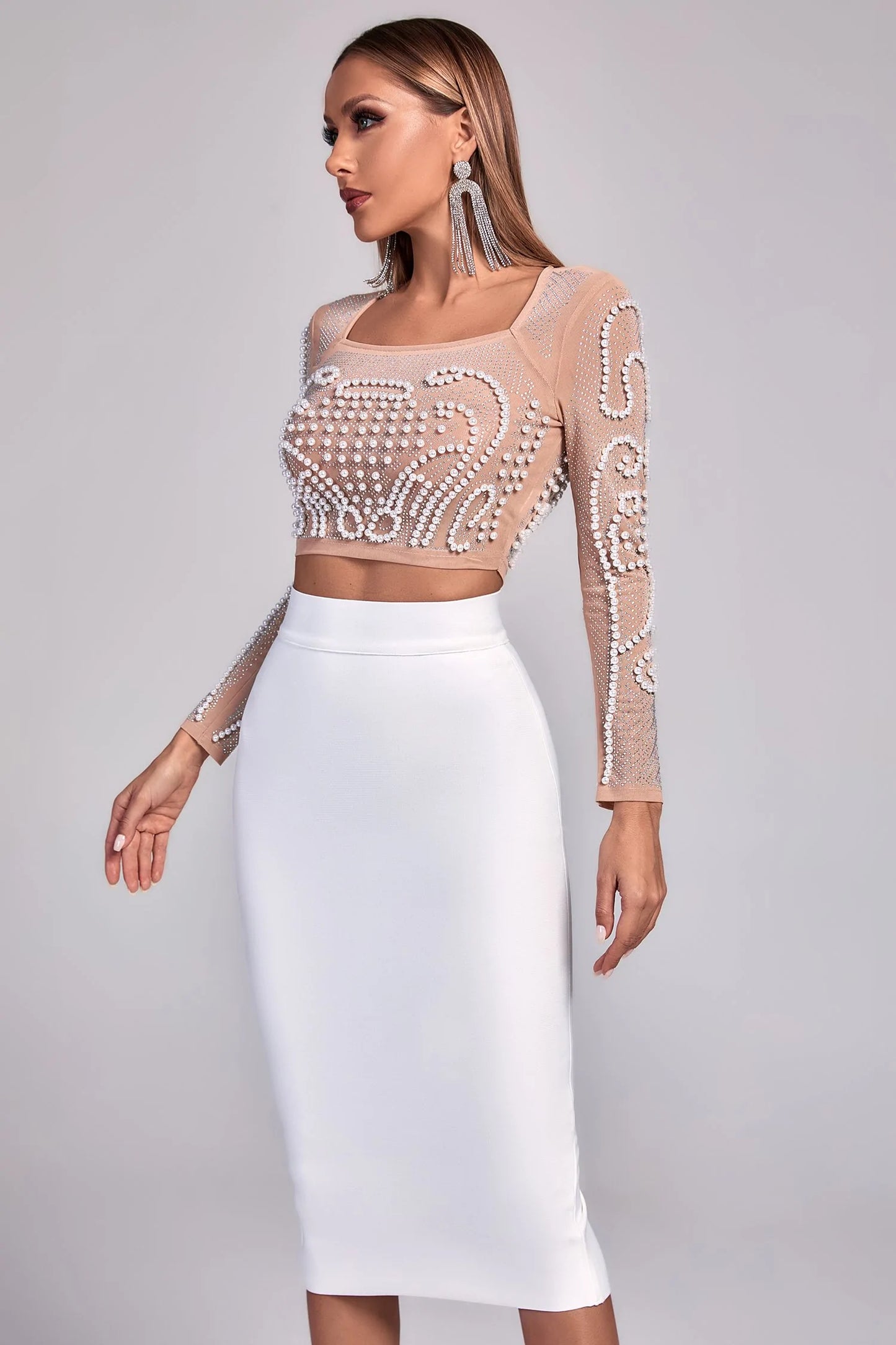 Ensemble Jupes Top Motina Pearl Mesh Bandage Prestige